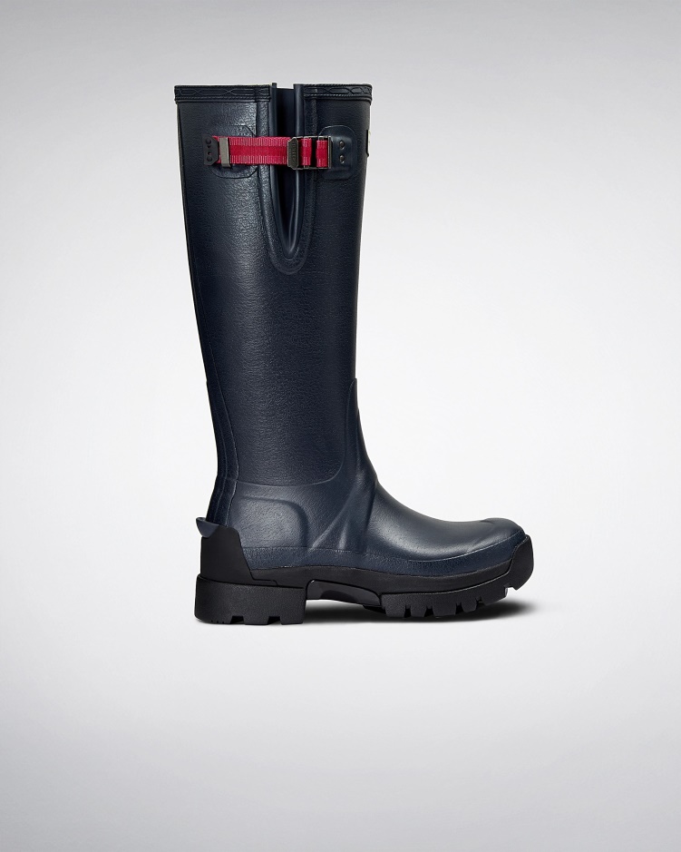 Hunter Balmoral Zijwaarts Verstelbare 3 Mm Regenlaarzen Van Neopreen Navy - Peppercorn