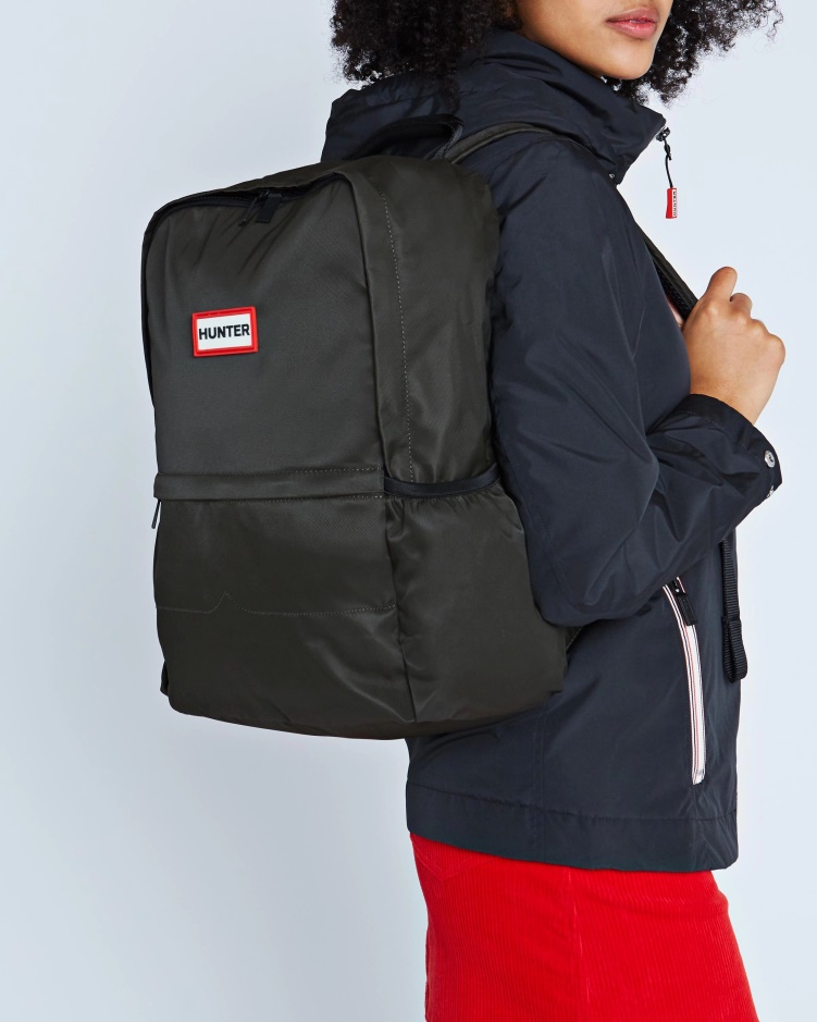 Hunter Nylon Grote Rugzak Donker Olijfgroen
