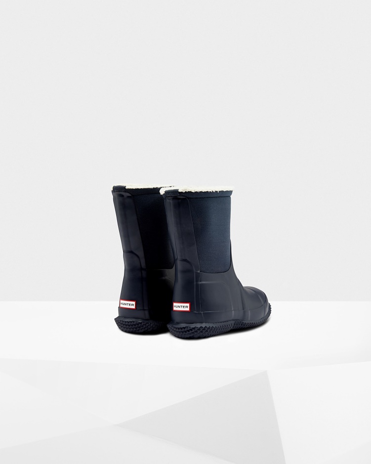 Hunter Big Kids (5-10 Jaar) Geïsoleerde Roll-top Vegan Lamswollen Laarzen Hunter Marine