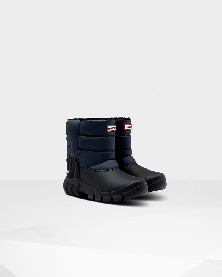 Hunter Big Kids (5-10 Jaar) Geïsoleerde Snowboots Marine-zwart