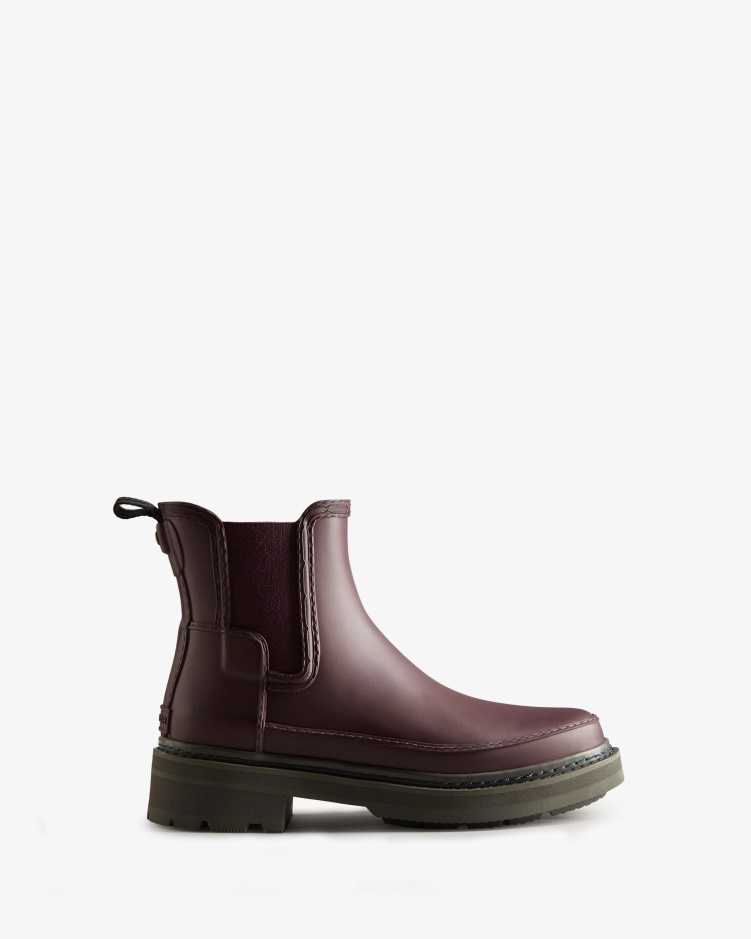 Hunter Chelsea Boots Met Verfijnde Stiksels Voor Dames Kastanjebruin