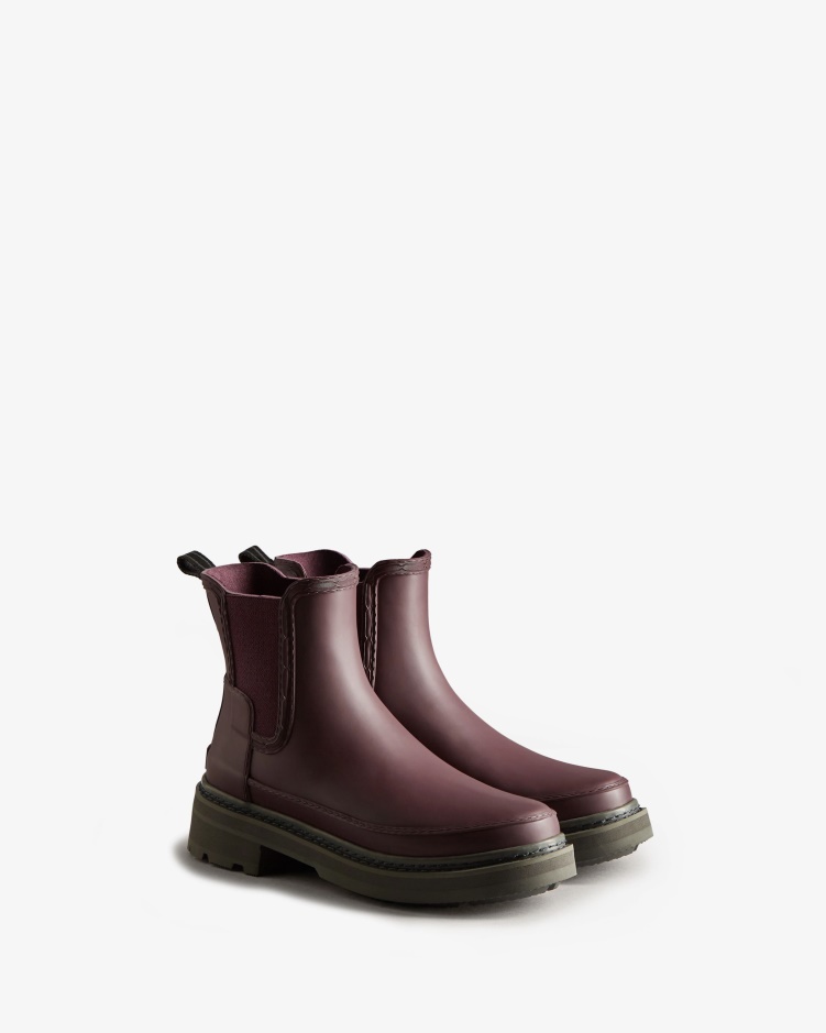 Hunter Chelsea Boots Met Verfijnde Stiksels Voor Dames Kastanjebruin
