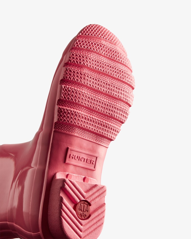 Hunter Originele Hoogglans Regenlaarzen Voor Dames Roze Rilling