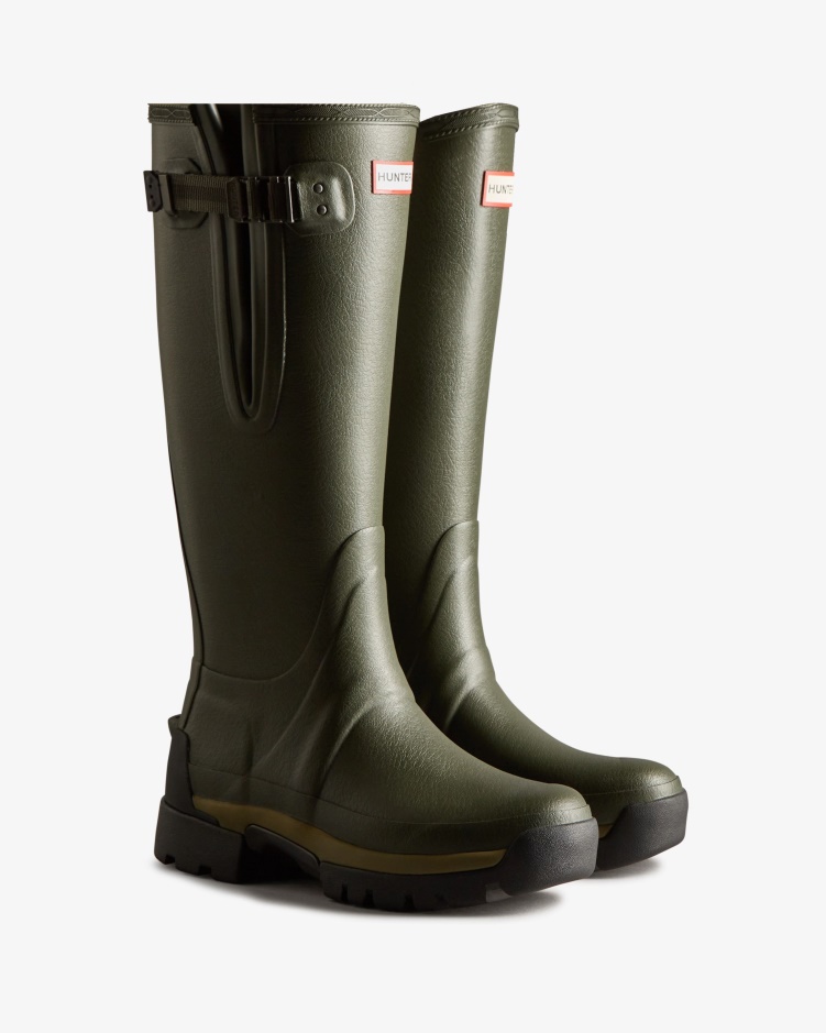 Hunter Balmoral Verstelbare 3 Mm Neopreen Regenlaarzen Voor Dames Donker Olijfgroen
