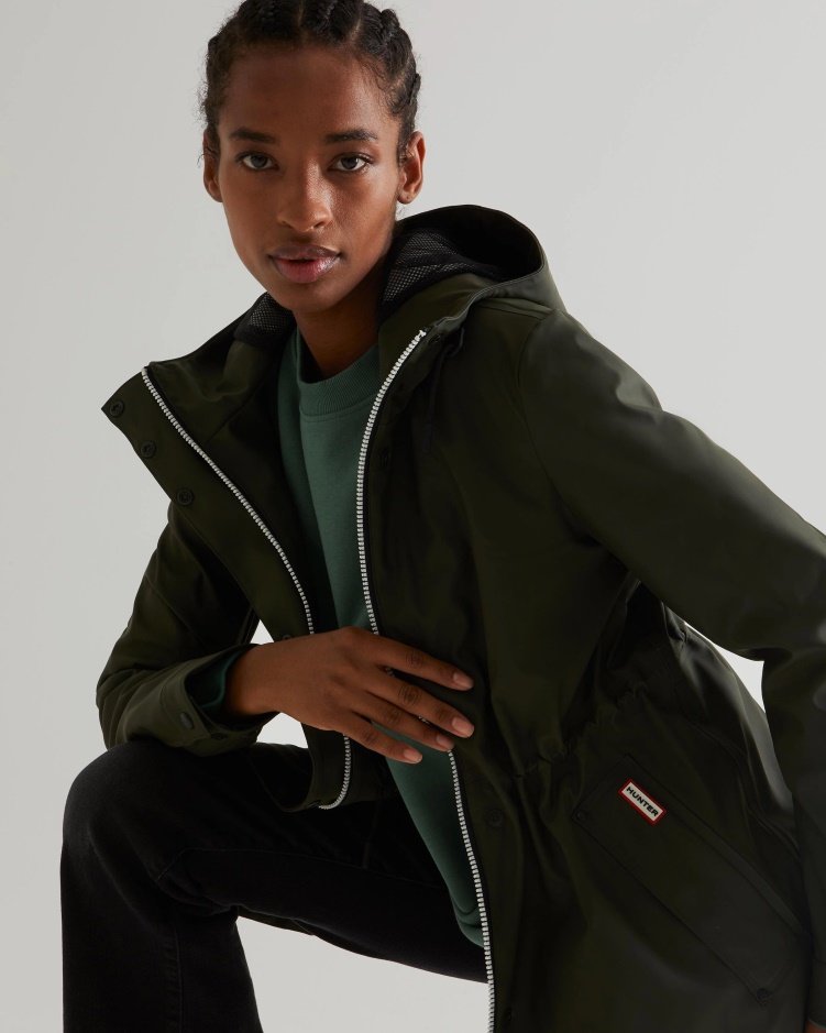 Hunter Lichtgewicht Waterdichte Damesjas Donker Olijfgroen