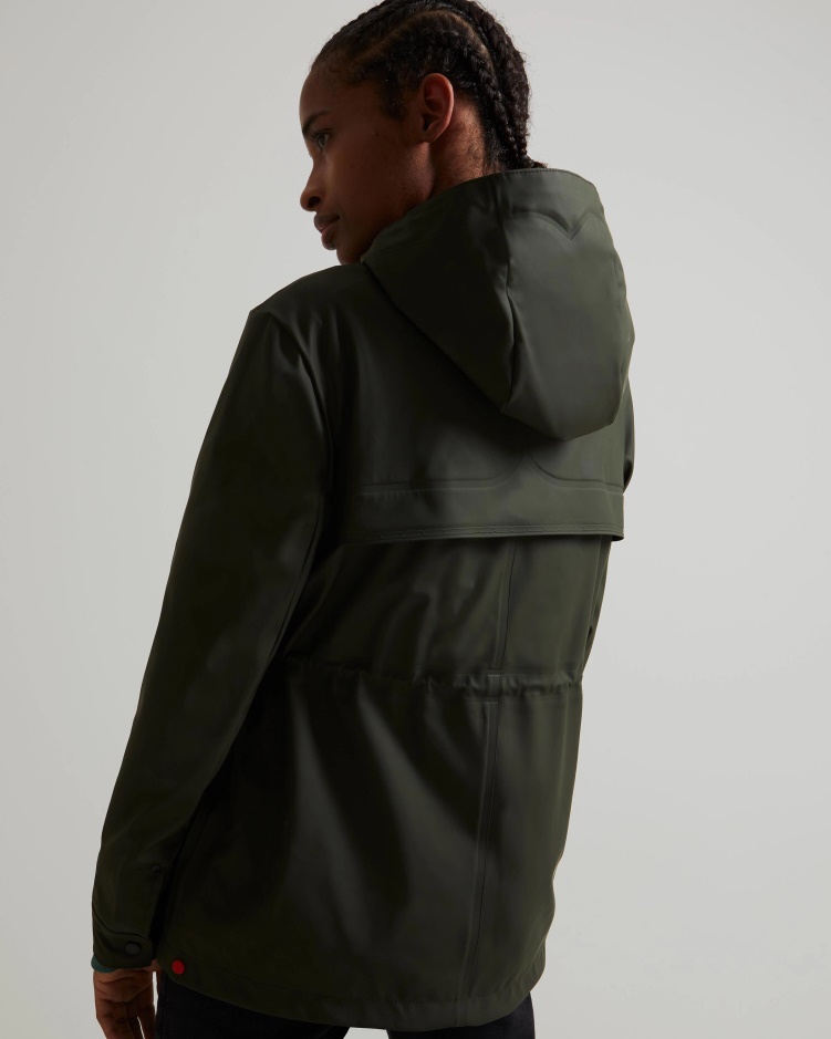 Hunter Lichtgewicht Waterdichte Damesjas Donker Olijfgroen