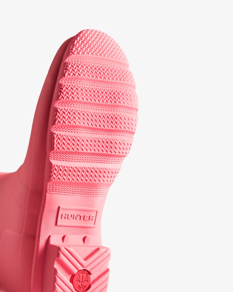 Hunter Verstelbare Damesregenlaarzen Met Korte Rug Roze Rilling