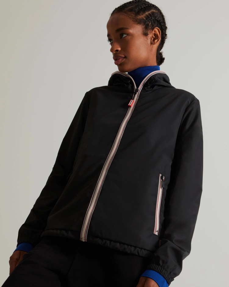 Hunter Gerecycled Lichtgewicht Opvouwbaar Damesjack Zwart