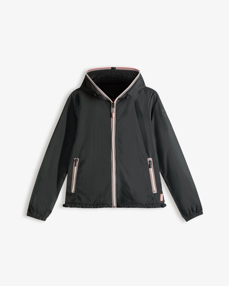 Hunter Gerecycled Lichtgewicht Opvouwbaar Damesjack Zwart