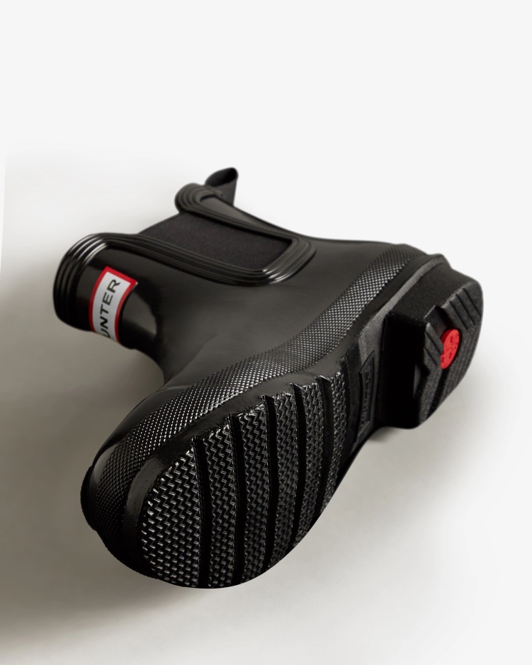 Hunter Originele Glanzende Chelsea Laarzen Voor Dames Zwart