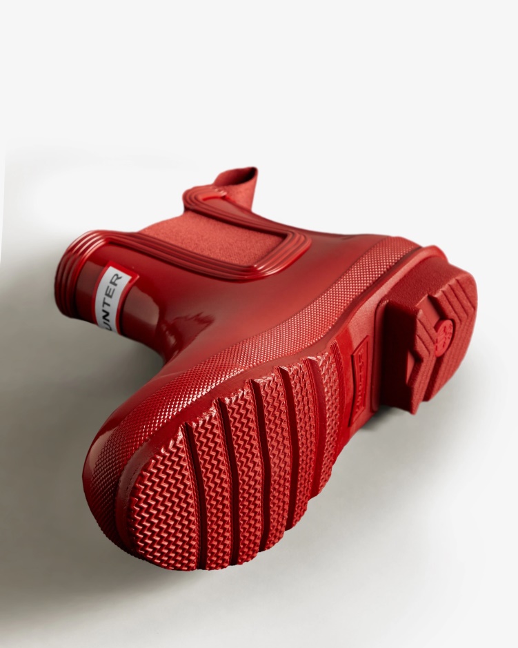 Hunter Originele Glanzende Chelsea Laarzen Voor Dames Militair Rood
