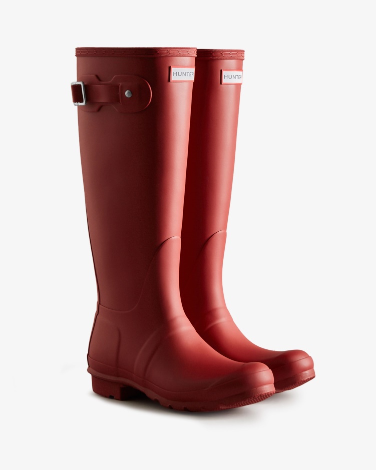 Hunter Originele Hoge Regenlaarzen Voor Dames, Militair Rood