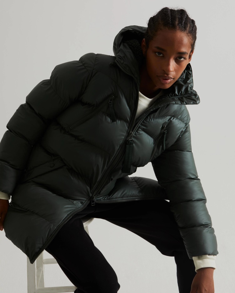 Hunter Geïsoleerde Rubberen Pufferjas Voor Dames Arctic Mosgroen