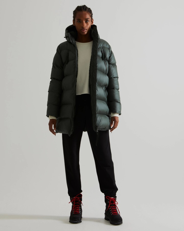 Hunter Geïsoleerde Rubberen Pufferjas Voor Dames Arctic Mosgroen