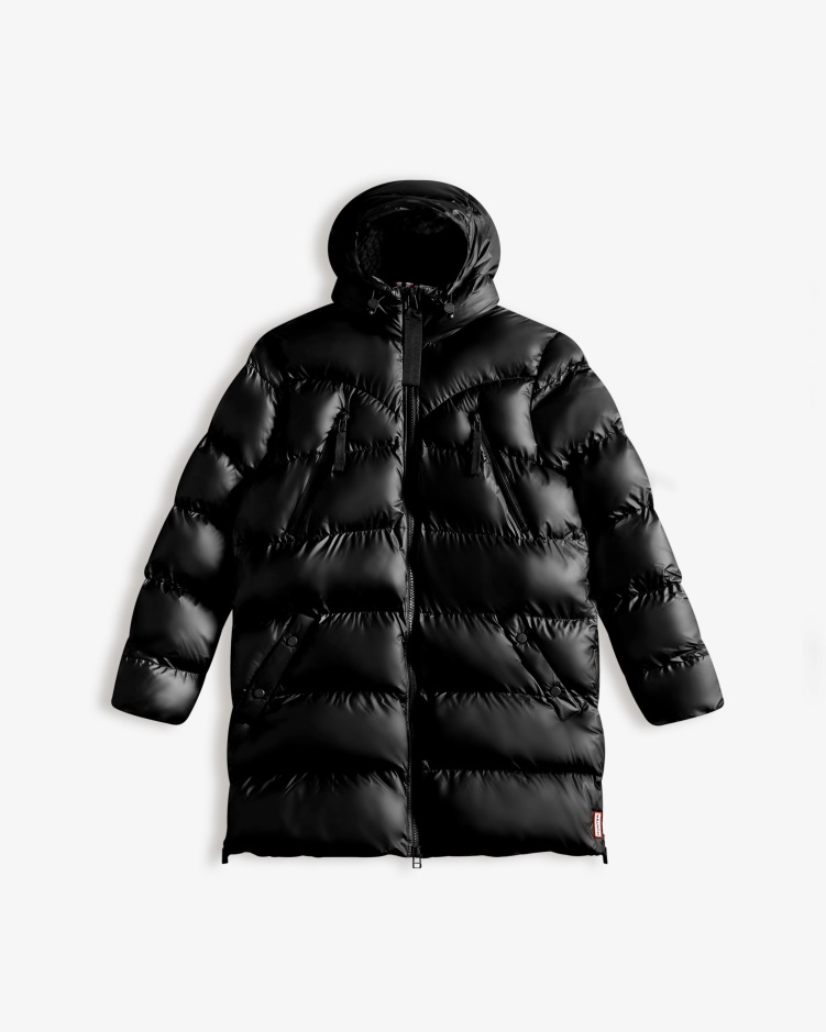 Hunter Geïsoleerde Rubberen Pufferjas Voor Dames Zwart