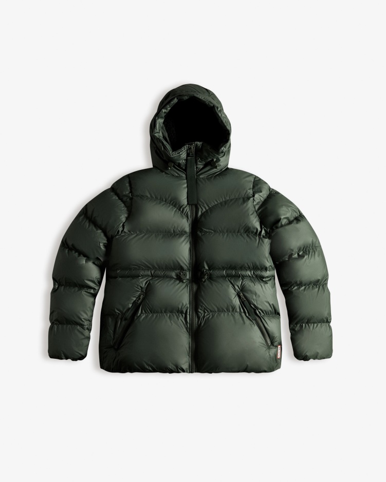 Hunter Geïsoleerde Rubberen A-lijn Pufferjack Voor Dames Arctic Mosgroen