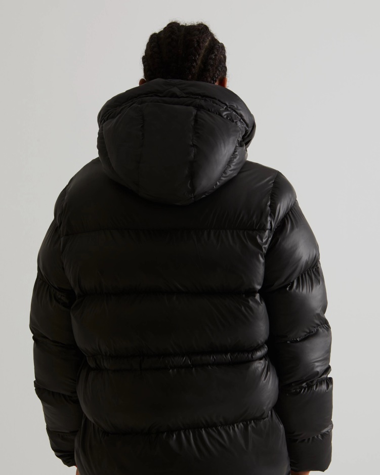 Hunter Geïsoleerde Rubberen A-lijn Pufferjack Voor Dames Zwart