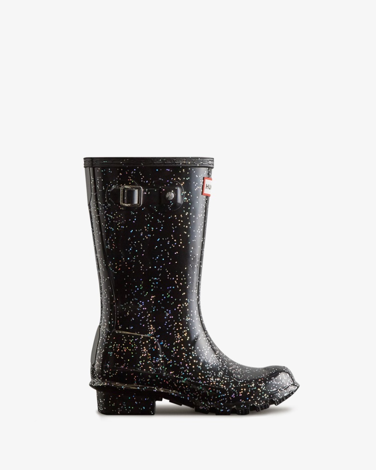Hunter Big Kids (5-11 Jaar) Giant Glitter Regenlaarzen Zwart