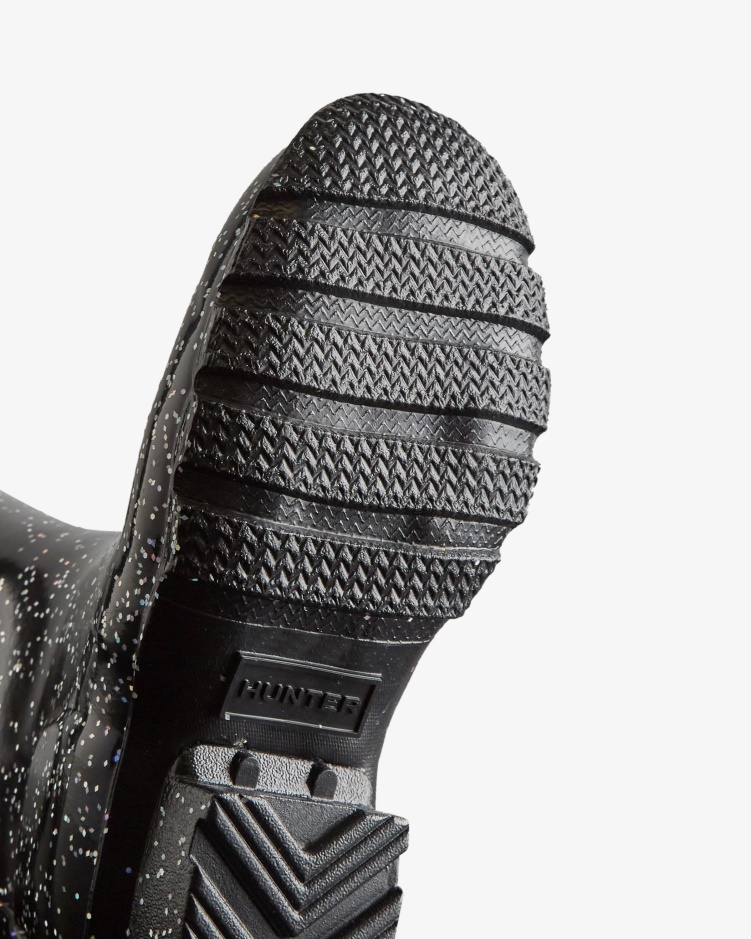 Hunter Big Kids (5-11 Jaar) Giant Glitter Regenlaarzen Zwart