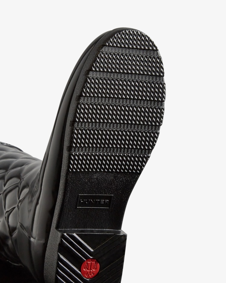 Hunter Verfijnde Slim Fit Verstelbare Gewatteerde Korte Regenlaarzen Voor Dames Zwart