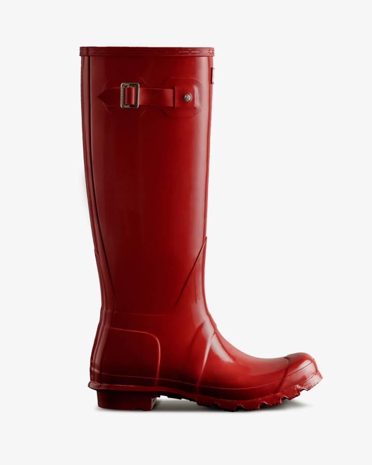 Hunter Originele Hoogglans Regenlaarzen Voor Dames, Militair Rood
