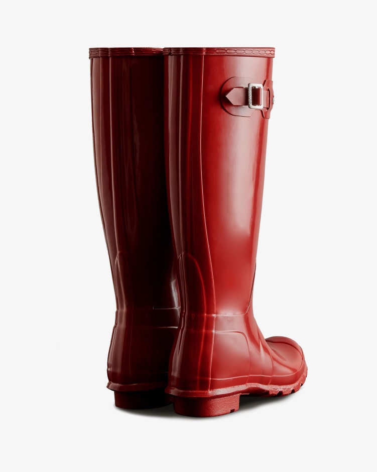 Hunter Originele Hoogglans Regenlaarzen Voor Dames, Militair Rood