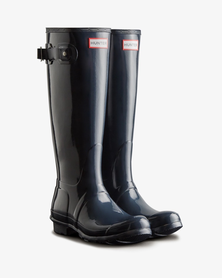 Hunter Originele Hoogglans Regenlaarzen Voor Dames Navy