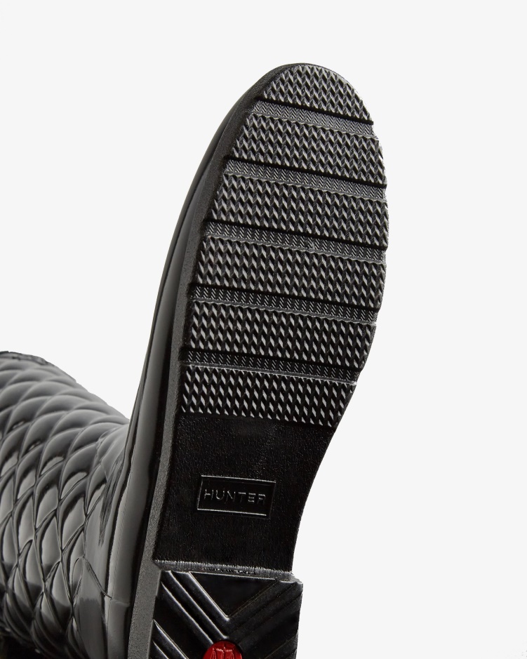 Hunter Verfijnde Slim Fit Verstelbare Gewatteerde Lange Regenlaarzen Voor Dames Zwart