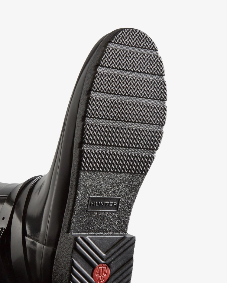 Hunter Verfijnde Slim Fit Verstelbare Lange Glanzende Regenlaarzen Voor Dames Zwart