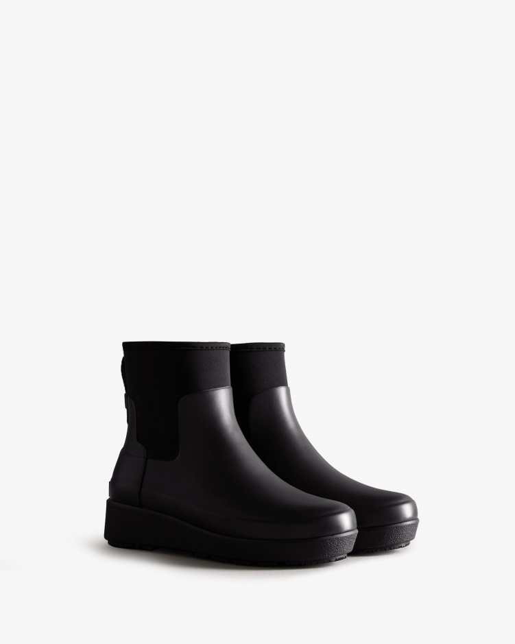 Hunter Verfijnde Slim Fit Neopreen Creeper Chelsea Boots Voor Dames Zwart