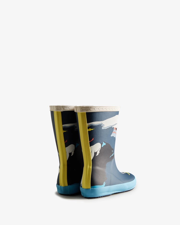 Hunter Kids First (18 Maanden-8 Jaar) Iceberg Print Regenlaarzen Iceberg Kerhuelen Navy