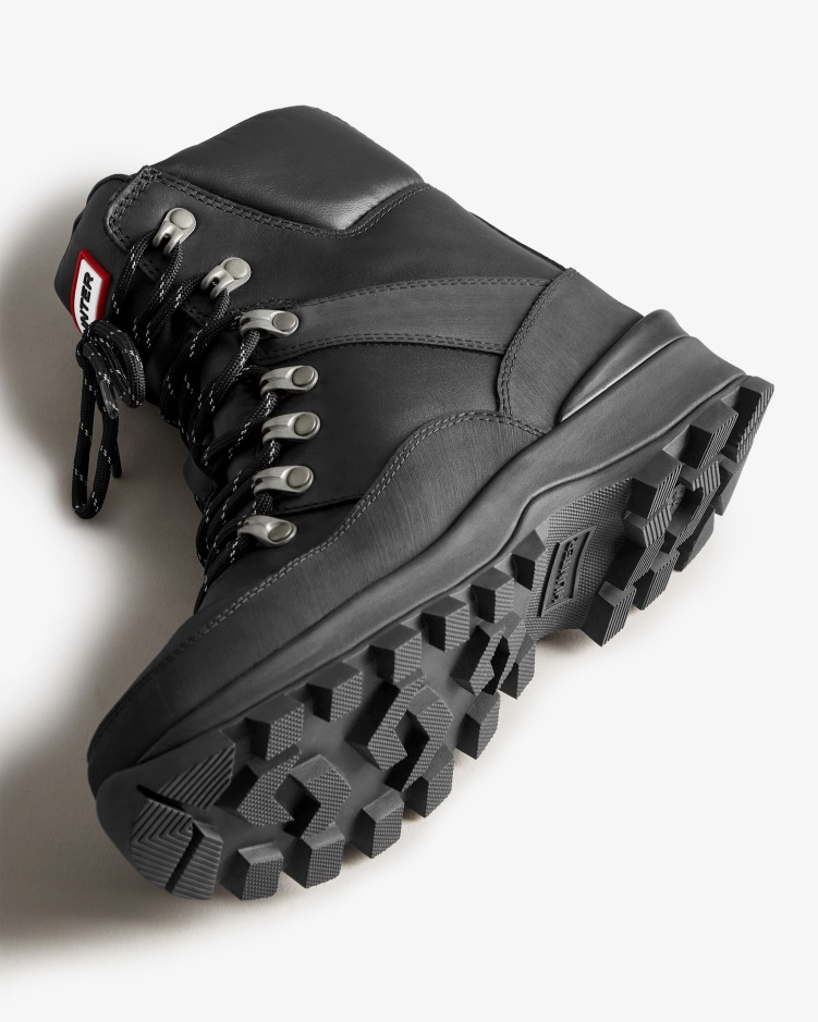 Hunter Geïsoleerde Leren Commandolaarzen Voor Dames Zwart