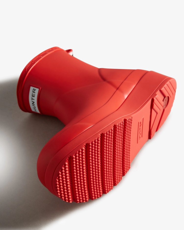 Hunter Dames Play Korte Regenlaarzen Logo Rood