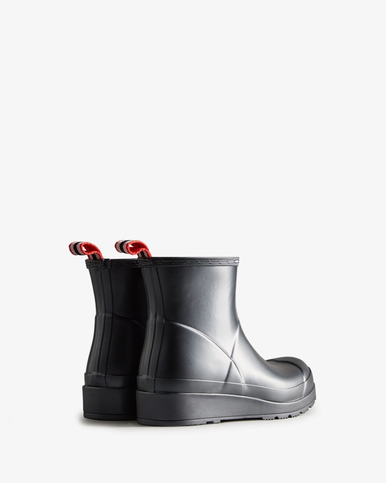 Hunter Dames Play Korte Regenlaarzen Met Parelmoer Zwart