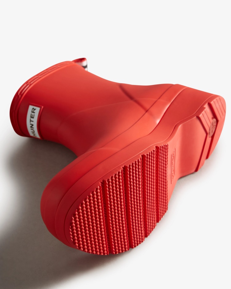 Hunter Heren Play Korte Regenlaarzen Logo Rood