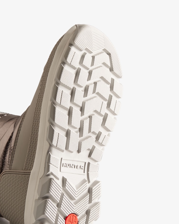 Hunter Geïsoleerde Metallic Korte Snowboots Voor Dames Donker Zilver-hagelgrijs