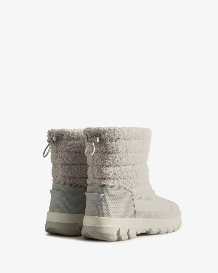 Hunter Geïsoleerde Korte Vegan Shearling Snowboots Voor Dames Frosted Grey
