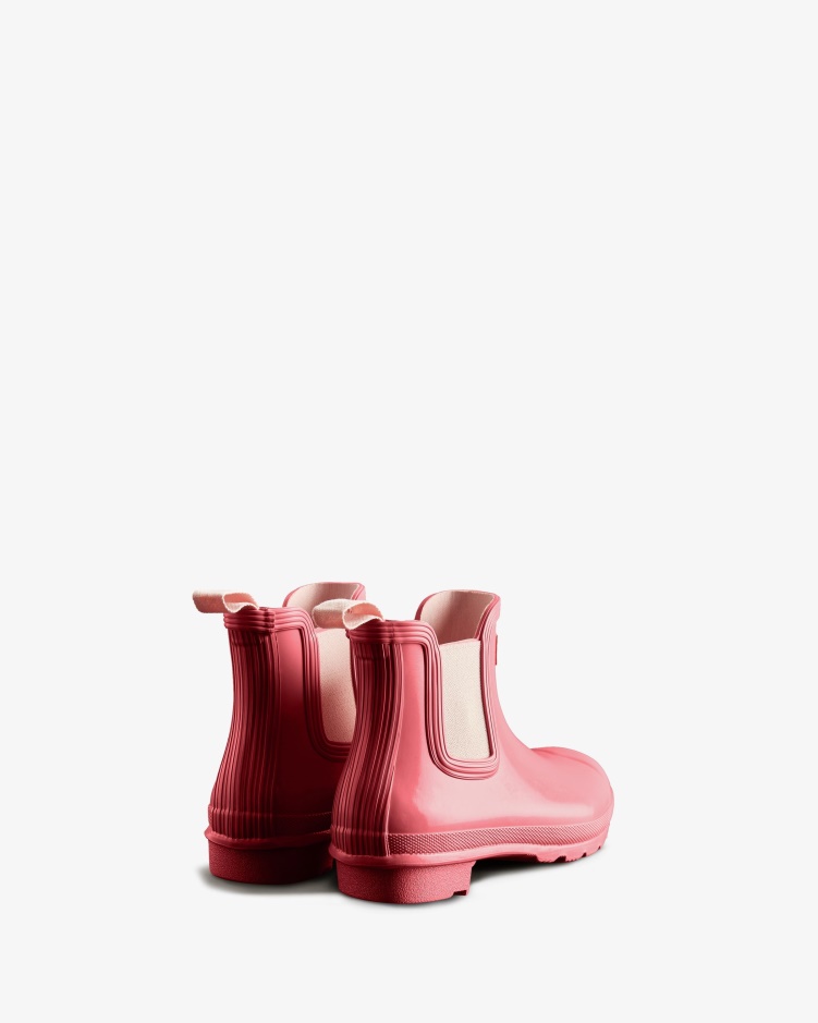 Hunter Originele Glanzende Chelsea Laarzen Voor Dames Roze Shiver-salt Roze