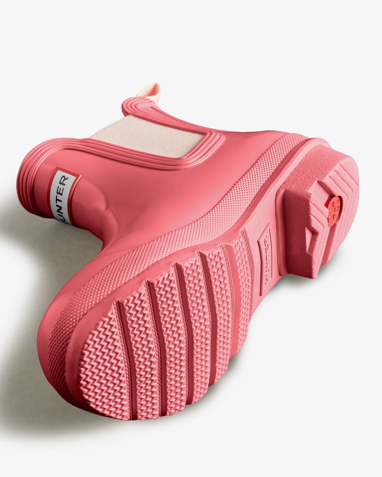 Hunter Originele Glanzende Chelsea Laarzen Voor Dames Roze Shiver-salt Roze