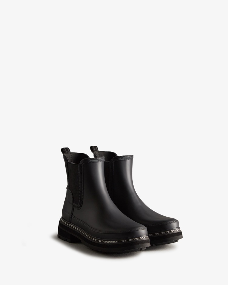 Hunter Chelsea Boots Met Verfijnde Stiksels Voor Dames Zwart
