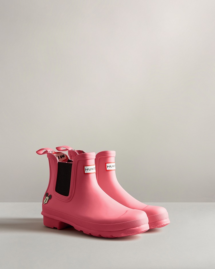 Hunter Disney Chelsea Boots Voor Dames Roze Rilling