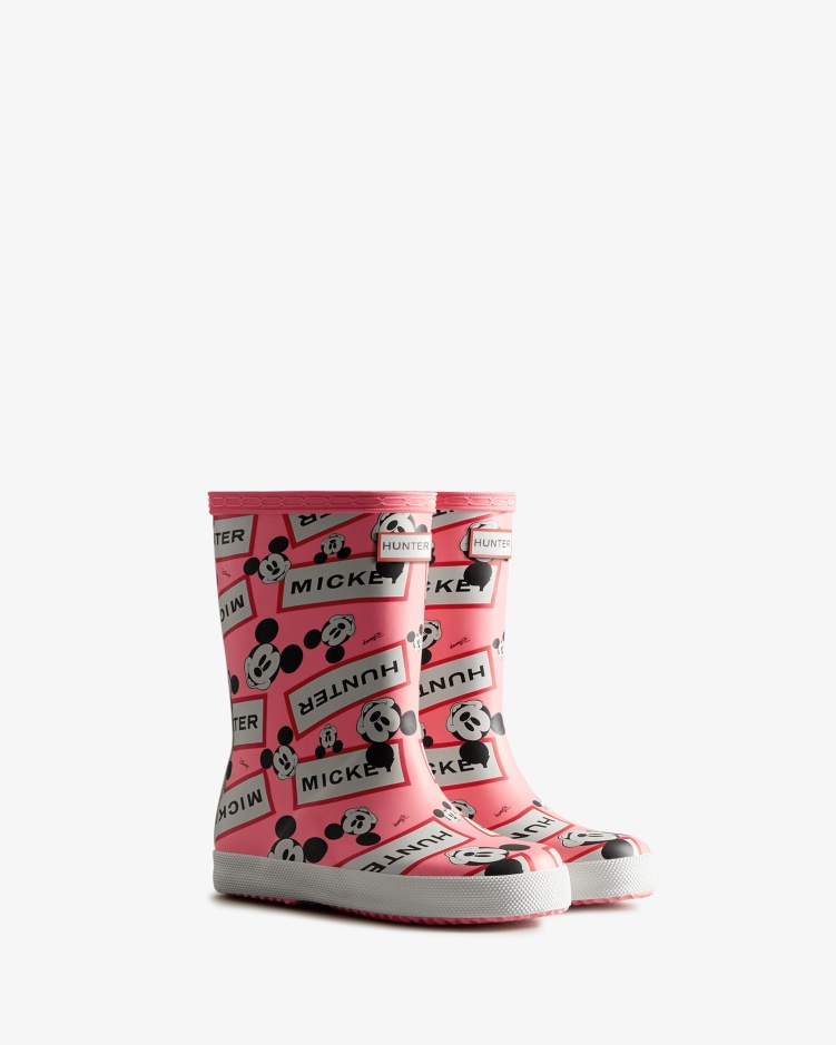 Hunter Kids First (18 Maanden-8 Jaar) Disney Regenlaarzen Roze Rilling