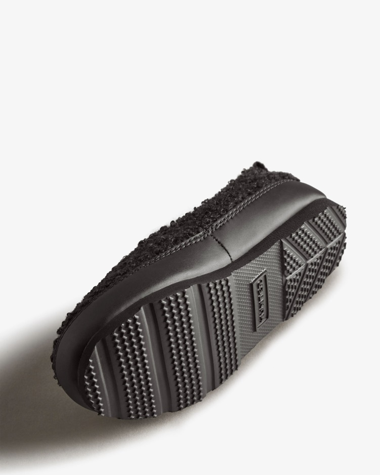 Hunter Little Kids (18 Maanden-8 Jaar) Geïsoleerde Vegan Shearling Pantoffelschoen Zwart