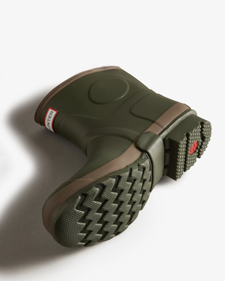 Hunter Heren Tuinman Korte Regenlaarzen Donker Olijf-klei