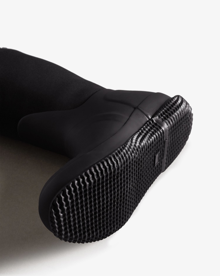 Hunter Geïsoleerde Roll-top Vegan Shearling Laarzen Voor Dames Zwart