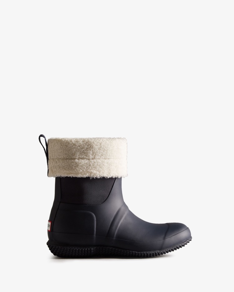 Hunter Geïsoleerde Roltop Veganistische Shearling Laarzen Voor Dames Hunter Navy