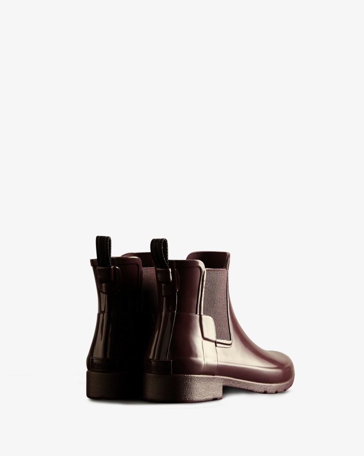 Hunter Verfijnde Glanzende Slim-fit Chelsea Boots Voor Dames Cherry Brandy
