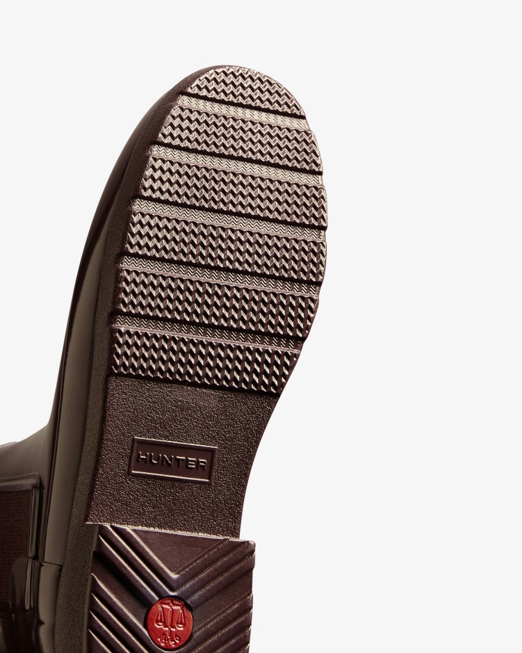 Hunter Verfijnde Glanzende Slim-fit Chelsea Boots Voor Dames Cherry Brandy