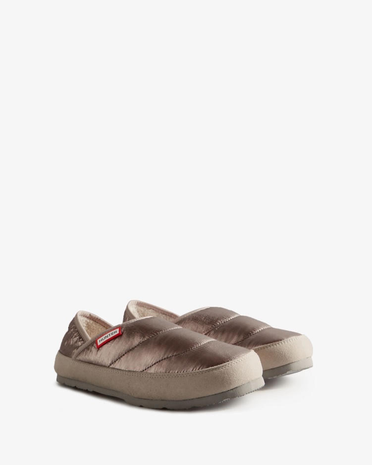Hunter Metallic Puffer Pantoffel Voor Dames Zilver