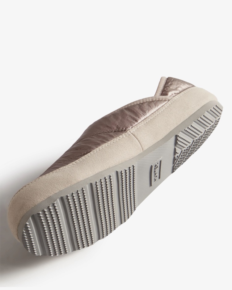 Hunter Metallic Puffer Pantoffel Voor Dames Zilver